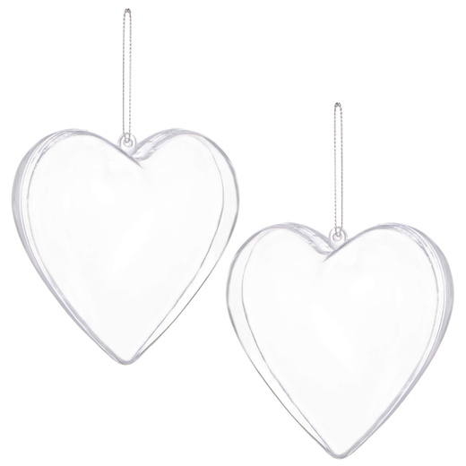 Bombki akrylowe 6cm serce plastikowe decoupage zestaw 2 szt.