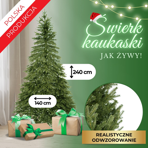 Choinka sztuczna premium 240 cm świerk drzewko bożonarodzeniowe