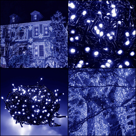 Lampki choinkowe 500 led niebieski + flash 25m oświetlenie świąteczne IP44