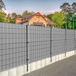 Taśma ogrodzeniowa i klipsy mocujące 20 szt. PVC 35 m x 19 cm 450 g/m2 szary