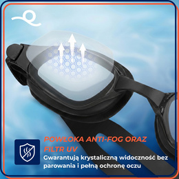Okulary do pływania na basen okularki pływackie anti-fog UV gogle z etui i zatyczkami