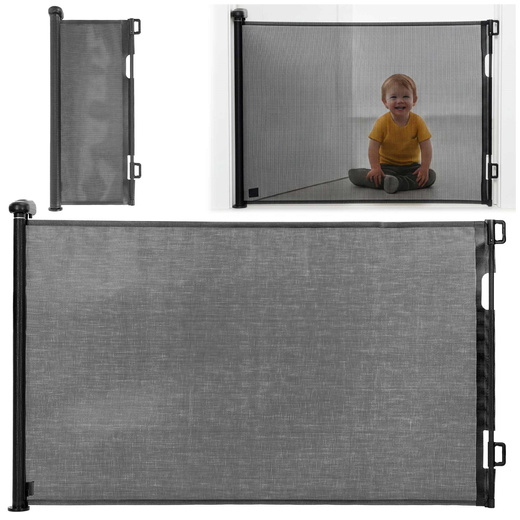 Bramka zabezpieczająca na schody 80 cm zwijana roleta do drzwi barierka ochronna czarna