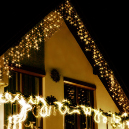 Kurtyna świetlna 500 led girlanda, lampki wewnętrzno-zewnętrzne 24 m sople biały ciepły + flash