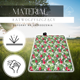 Koc plażowy piknikowy 200x200 cm mata egzotyczne rośliny