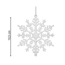 Zawieszka na choinkę śnieżynki 3 szt. ozdoba świąteczna 12 cm biały brokat