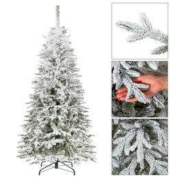 Choinka sztuczna 220 cm świerk premium ośnieżony jak żywy, nowoczesny, ze stojakiem