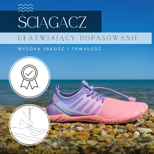 Buty do wody damskie rozm. 36 szybkoschnące buty na plażę, do pływania różowo-fioletowe
