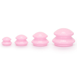 Bańki chiński, gumowe do masażu zestaw 4 szt. antycellulitowy, różowe