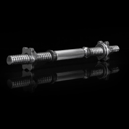 Gryf krótki 40 cm do hantli z zaciskami śr. 28 mm gwintowany, stal chromowana