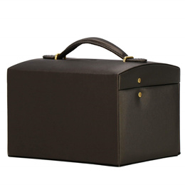 Szkatułka na biżuterię ekoskóra 17,5x14x12,5 cm brązowy organizer z przegródkami
