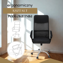 Fotel biurowy obrotowy regulowany krzesło na kółkach, do pracy przed komputerem czarne