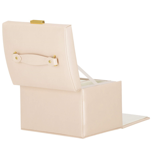Szkatułka na biżuterię ekoskóra 17,5x12x13,5 cm jasny różowy organizer z przegródkami