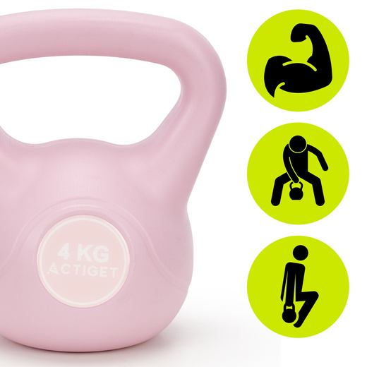 Kettlebell 4 kg odważnik, hantla do ćwiczeń ABS kula do treningu siłowego, różowa