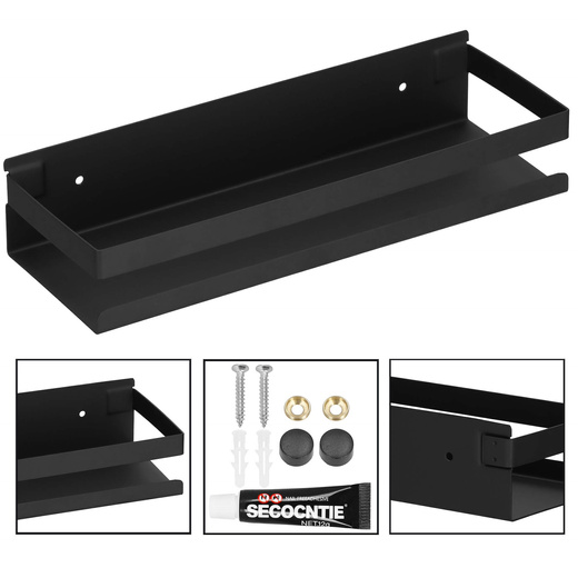 Półka łazienkowa pod prysznic 30x10 cm ze stali nierdzewnej czarna
