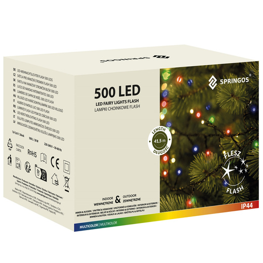 Lampki choinkowe 500 Led multikolor + flash 41,5 m oświetlenie świąteczne