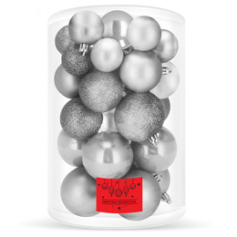 Bombki choinkowe 30 szt. ozdoby świąteczne szare srebrne