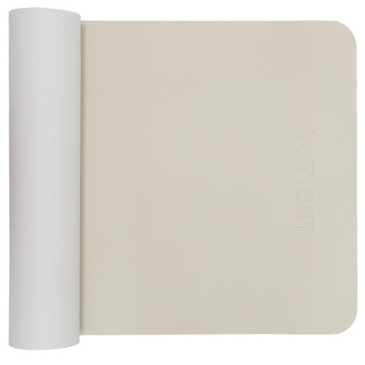 Mata do jogi, ćwiczeń fitness 183x61 cm antypoślizgowa, materac do stretchingu, jasny beż