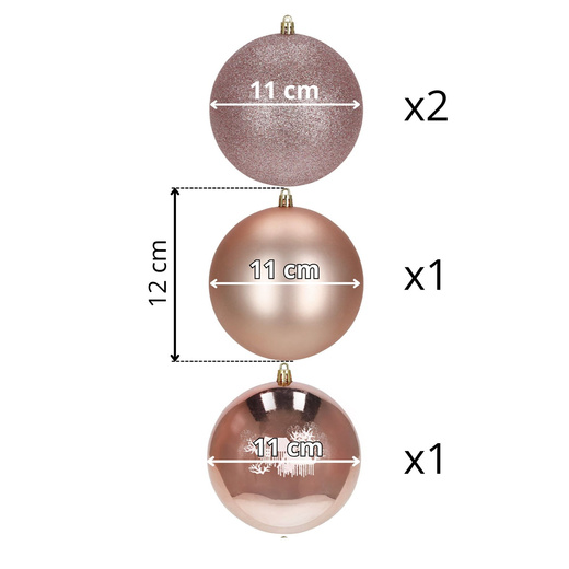 Bombki choinkowe 4 szt. ozdoby świąteczne 12 cm nietłukące 