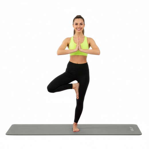 Mata do jogi, ćwiczeń fitness 183x61 cm antypoślizgowa, materac do stretchingu szary