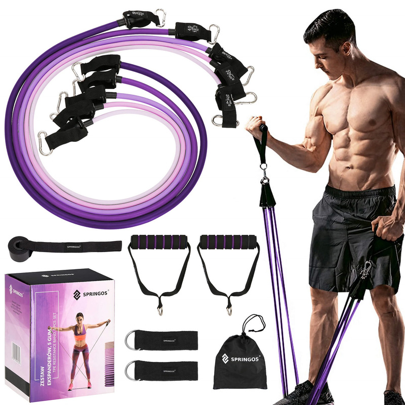 Guma oporowa zestaw 5 szt. fioletowy ekspander, taśma do ćwiczeń 4,5-22,7 kg