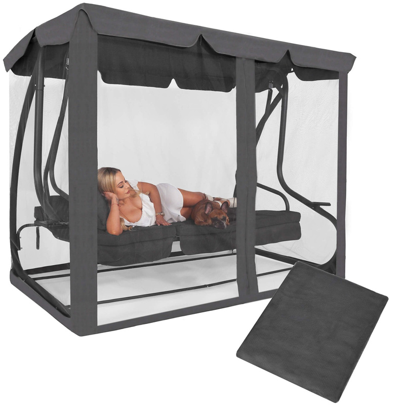 Moskitiera na huśtawkę ogrodową, wys. 165 cm osłona przeciw owadom, szara