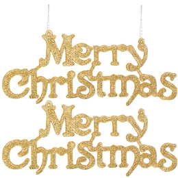 Zawieszka na choinkę napis Merry Christmas 2 szt. ozdoba świąteczna 24 cm złoty brokat