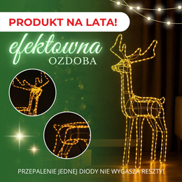 Renifer Led 115 cm świąteczny z ruchomą głową świetlna dekoracja do ogrodu biały ciepły