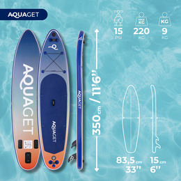 Deska pompowana do pływania SUP 350 cm z siedziskiem paddleboard z wyposażeniem