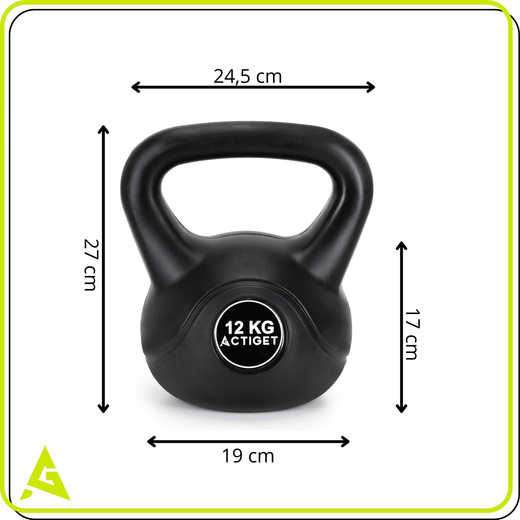 Kettlebell 12 kg odważnik, hantla do ćwiczeń ABS kula do treningu siłowego, czarny