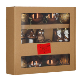 Bombki choinkowe 14 szt. zestaw dekoracje świąteczne ozdoby nietłukące brązowe