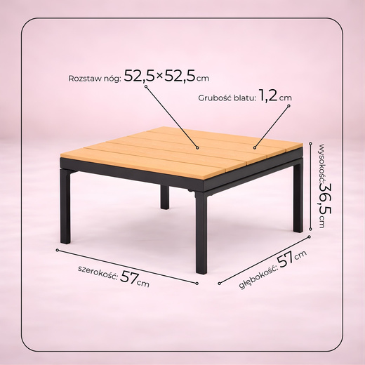 Meble ogrodowe zestaw stolik kawowy, sofa modułowa z poduszkami na taras czarno-brązowy