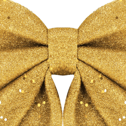 Kokardka świąteczna na choinkę 20 cm brokatowa zawieszka choinkowa złota