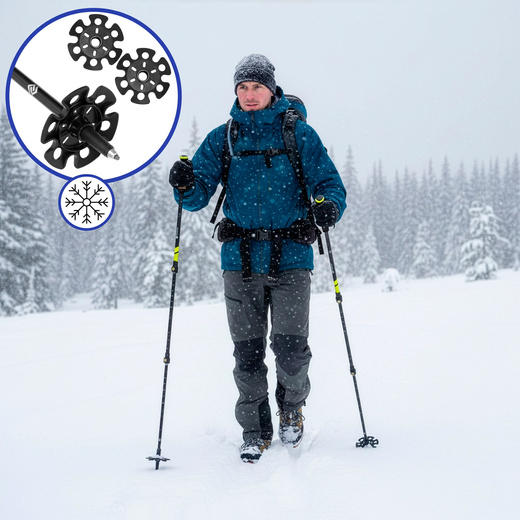 Kije trekkingowe z regulacją długości, składane kijki do chodzenia, nordic walking z trzema nakładkami