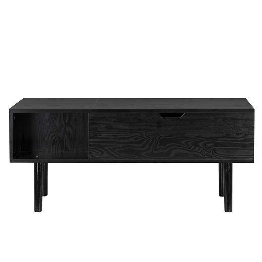 Stolik kawowy z podnoszonym blatem i schowkiem, ława do salonu 100x50x43 cm czarny