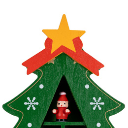 Choinka drewniana świąteczna 28 cm z figurkami dekoracja bożonarodzeniowa