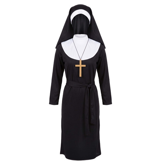 Przebranie na Halloween zakonnicy, krzyż, strój M kostium habit