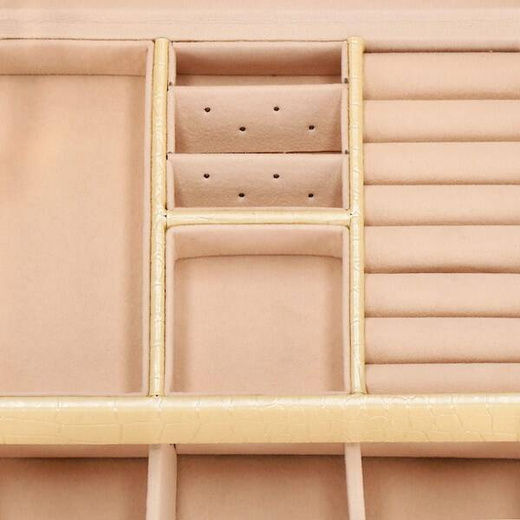 Szkatułka na biżuterię ekoskóra 17,5x14x12,5 cm ecru organizer z przegródkami