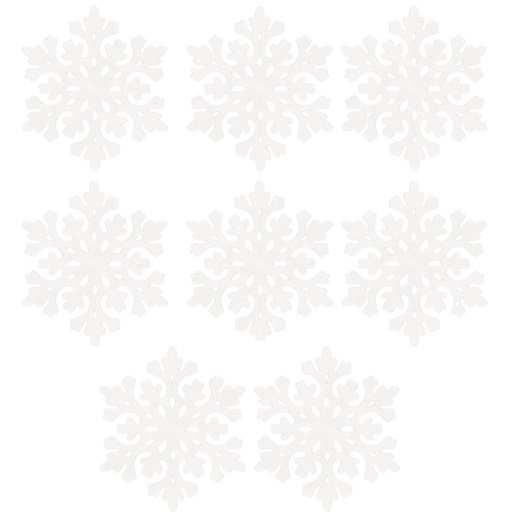 Zawieszki świateczne 8 szt. śnieżynki brokatowe 8 cm białe