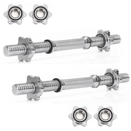 Gryf krótki 40 cm do hantli z zaciskami zestaw 2 szt. gwintowane, śr. 28 mm stal chromowana