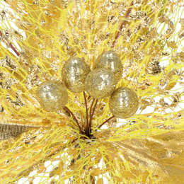 Gwiazda betlejemska 26 cm sztuczny kwiat, poinsecja złota z brokatem