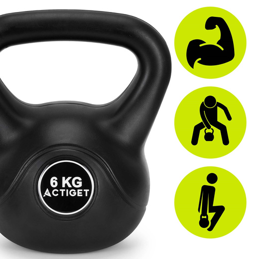 Kettlebell 6 kg odważnik, hantla do ćwiczeń ABS kula do treningu siłowego, czarny