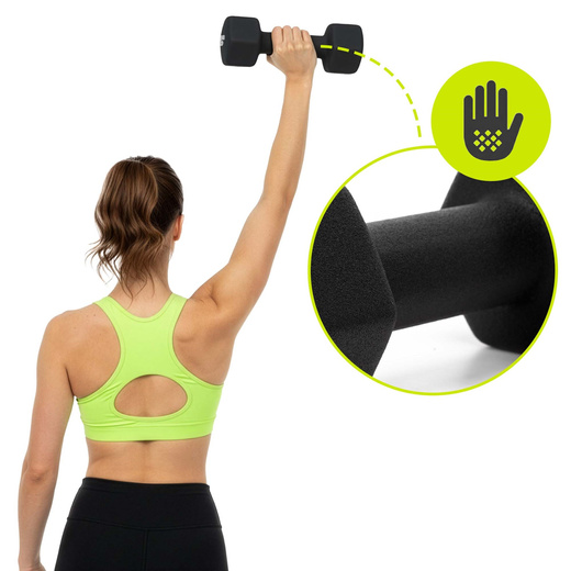 Hantle na stojaku zestaw 6 szt. obciążenia 1 kg, 2 kg, 3 kg do fitnessu, treningu domowego