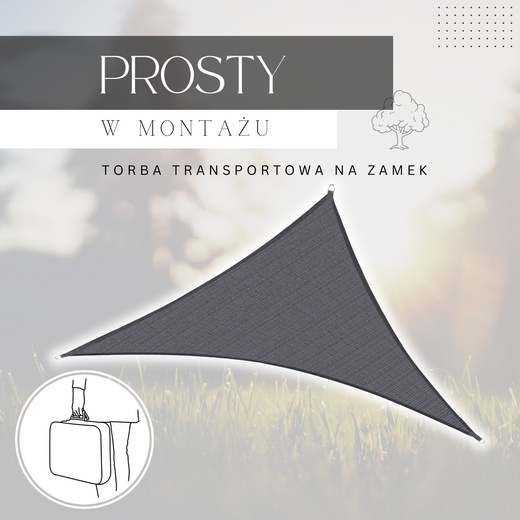 Żagiel przeciwsłoneczny 4x4x4m trójkątny ciemnoszary