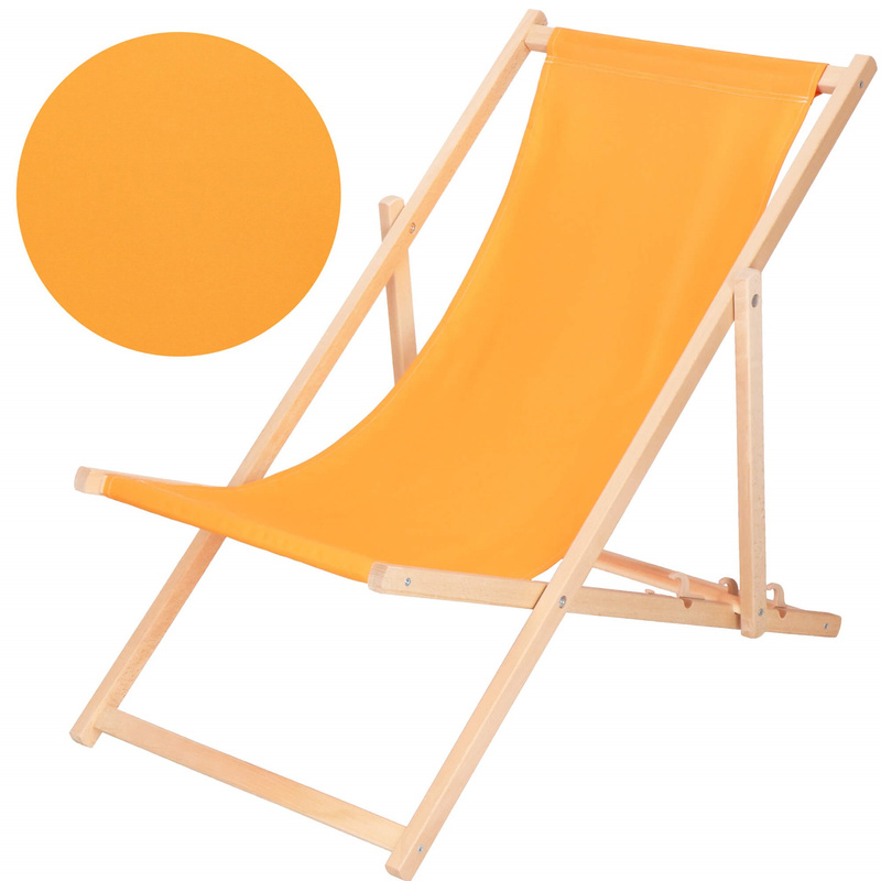 Leżak ogrodowy, drewniany z 3-stopniową regulacją, plażowy, balkonowy, pomarańczowy