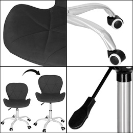 Fotel biurowy obrotowy krzesło na kółkach, do nauki, pracy przed komputerem ciemnoszary