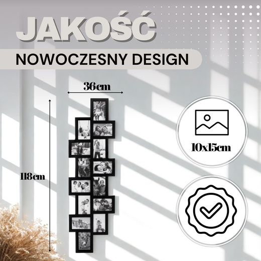 Ramka na zdjęcia 14 zdjęć multiramka 10x15 czarna