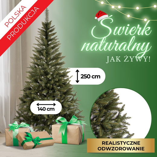 Choinka sztuczna premium 250 cm świerk naturalny