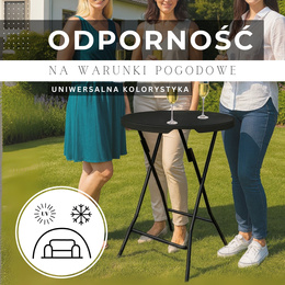 Stół składany cateringowy 110x80 cm okrągły stolik bankietowy koktajlowy czarny