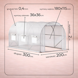 Szklarnia ogrodowa foliowa UV4 140g/m2 3x2x2 m tunel na warzywa owoce foliak