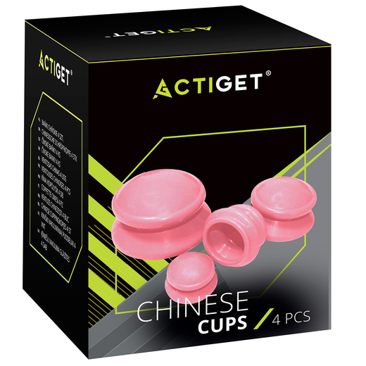 Bańki chiński, gumowe do masażu zestaw 4 szt. antycellulitowy, różowe